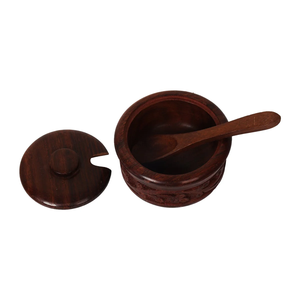 Azucarero de madera con tapa y cuchara, el más vendido, estilo rústico, personalizado. - Product Image 2