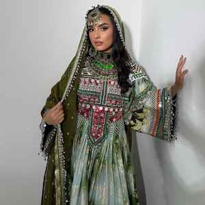 Nouveautés 2026 – Salwar Kameez Afghane Kuchi en Soie Georgette Brodé, Coupe Ajustée, Manches Longues, pour Femme, Tenue de Soirée Maxi - Product Image 3