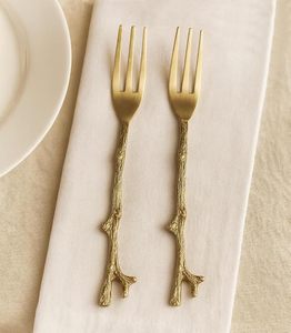 Fourchette de luxe artisanale en laiton pur finition mate style branche pour la table - Product Image 4