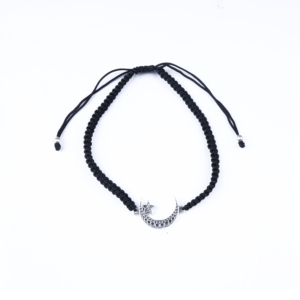 Natural Sterling Silver Bohemian Style Positive Energy Amethyst Adjustable Black Cord Moon Star <b>Bracelet</b> Jewelry Gifts Love - Product Image 1