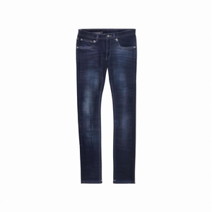 Jean en denim slim de haute qualité pour homme - Coton tissé décontracté taille mi-haute délavé avec patch logo - Product Image 2