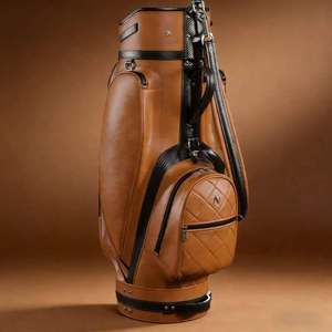 Genuine Leather Golf Bag Solid Color Zip Closure Large Capacity For Adults Carry Golf Clubs - Product Image 6