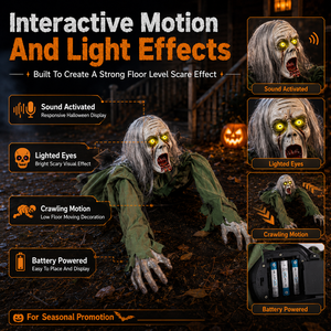 Décoration d'Halloween Horreur Rampante en Gros avec Yeux Lumineux, Son et Mouvement pour Fournitures de Fête Importateur Acheteur - Product Image 2