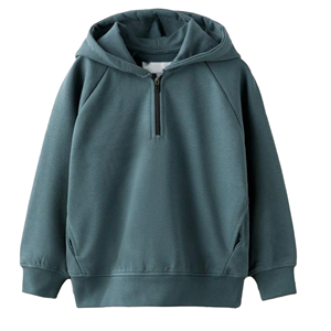 Unisex Half Zip Hooded Sweatshirt Solid Color French Terry Oversized Fit Casual Autumn Wear - Product Image 6