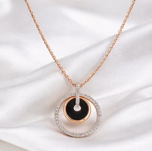 Collier pendentif de luxe en or rose 14 carats avec triple halo de diamants, certifié IGI, bijoux délicats pour femmes, anniversaire, mariage - Product Image 2