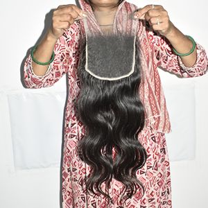 Extensions de cheveux humains 100% Premium, non traités, à double trame, simple tirage, avec closure HD 6*6, ondulation Bodywave, pour tissage Genius Weft - Product Image 1