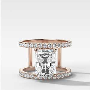Radiant Diamond <b>Engagement</b> <b>Rings</b> 3Ctw Double Row Gap Pave Set Lab Grown Solitaire <b>Unique</b> Wedding Fine Jewelry 14K 18K Solid Gold - Product Image 6