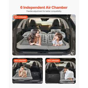 Gray Portable <b>Car</b> Air Mattress Durable Inflatable Travel <b>Bed</b> Air Pump Nozzle Carry Bag Comfortable Thickened SUV MPV Mattress - Product Image 2