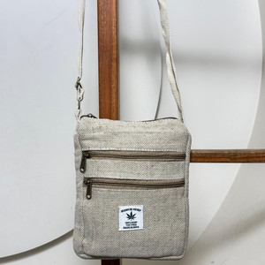 Bolso bandolera de cáñamo natural ecológico con múltiples bolsillos con cremallera, bolso de hombro pequeño hecho a mano para viajes y uso diario - Product Image 2