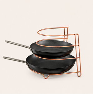 4-Tier Pots and Pans Organizer <b>Rack</b> for <b>Kitchen</b> Cabinet Space-Saving Copper Frying Pan Holder Metal Cookware <b>Storage</b> Shelf - Product Image 1