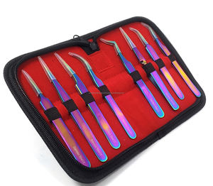 Pinzas para Extensión de Pestañas, Juego de 8 Piezas, Acero Inoxidable, Dentadas, Multiusos, Precisión, Antiestáticas, Duraderas, WORLD Manicure - Product Image 4