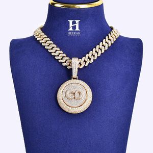 Custom Spinning Initial Medallion Pendant 14K <b>Gold</b> VVS Lab Diamond Rotating Round <b>Disc</b> Pendant Hip Hop Wholesale Men Custom Logo - Product Image 5