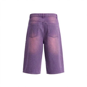 Pantalones Bermuda de Lana para Hombre, Tallas Grandes, Cintura Media, Teñido Degradado, Transpirables, Elásticos, Estilo Casual Lavado, Cierre de Botones - Product Image 2
