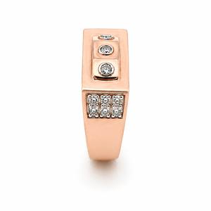 14K Rose Gold <b>Mens</b> Diamond <b>Ring</b> Geometric Square Design Luxury Fine Jewelry <b>for</b> Wedding Party Daily Wear Gift High Polish Finish - Product Image 2