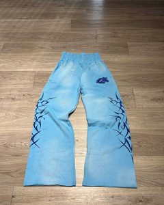 Pantalon de jogging évasé pour homme, style vintage, délavé au soleil, 100 % coton épais, écologique, respirant, avec strass - Product Image 5