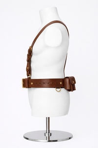 Ceinture en cuir véritable marron, bandoulière réglable, confortable, accessoire de tenue formelle pour événements et fonctions - Product Image 3