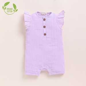 Premium Quality Organic <b>Muslin</b> Lilac Half Romper <b>Baby</b> Clothing with Elegant Frill - Product Image 1