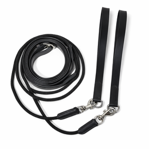 Rênes de dressage en cuir véritable de qualité supérieure, double poignée avec clips métalliques, pour l'entraînement des chevaux, durables, fournisseur OEM en gros - Product Image 2