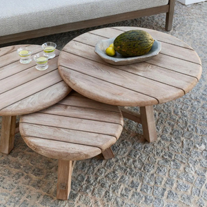 Round Coffee <b>Table</b> <b>Set</b> of Three Teak Wood Durable & Eco-Friendly Modern Design Customized Color for Outdoor Use - Product Image 4