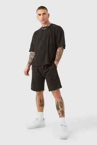 Conjunto de Camiseta y Pantalones Cortos para Hombre, Negros, de Poliéster Transpirable, con Estampado Digital, Cuello Redondo, Camuflaje, Estilo Casual de Verano, Tejido de Punto X - Product Image 3