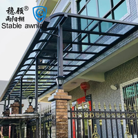 Auvent de balcon extérieur, abri contre la pluie, couverture de patio, auvent manuel en aluminium imperméable avec poteaux, toit en polycarbonate, protection UV