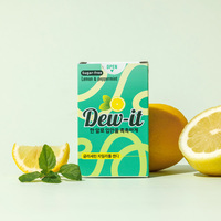 [Chewgumi] Caramelos Duros Sin Azúcar Dew-it de Limón y Menta, Dulces Saludables, Snack Coreano, Gotas de Glicerina y Xilitol, Caja Refrescante