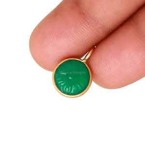 Colgante de Flor Tallada en Ónix Verde Natural con Baño de Oro Vermeil, Plata de Ley 925, Gema de Ónix, Cristal Curativo para Joyería - Product Image 4