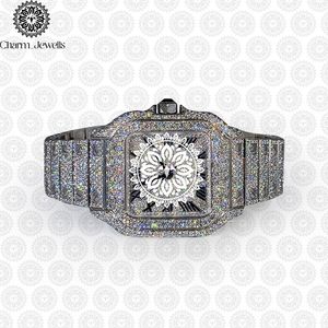 Charm_Jewells Luxury Women's Square Stainless Steel <b>Watch</b> <b>Diamond</b> Encrusted Sapphire Crystal Analog Quartz Movement - Product Image 1
