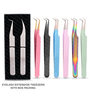 Ensemble de pinces à cils en métal en acier inoxydable Emballage de forme créative Couleurs audacieuses Motifs artistiques Logo de couleur personnalisé pour - Product Image 5