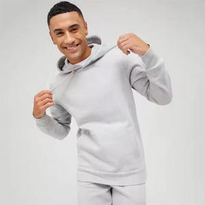 Survêtement à capuche gris clair pour homme, manches longues, couleur unie, décontracté, respirant, en coton, coupe classique - Product Image 3