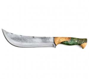 Cuchillo de Cocina Artesanal de Acero con Alto Contenido de Carbono, Mango de Madera de Burl con Resina Verde - Product Image 2