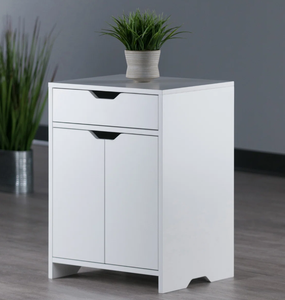 Mueble de Almacenamiento Moderno de Madera Blanca, Armario Minimalista con Cajones y Puertas Dobles, Estante de Pie para Hogar, Oficina y Sala de Estar - Product Image 5