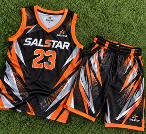 Ensemble de maillots de basket-ball personnalisés pour hommes, en maille, sublimation, sans manches, respirant, uniforme d'équipe noir et orange avec nom et numéro des joueurs - Product Image 6