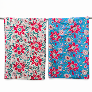 Tela Popelina Orgánica Ecológica 100% Algodón, Estampada, Absorbente de Humedad, Transpirable, Ligera, Peinada, para Vestidos en Rosa y Azul - Product Image 2