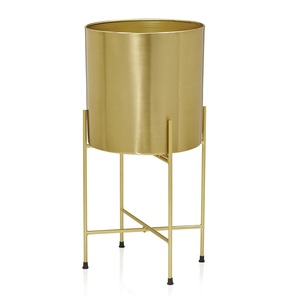 Pot de fleurs en métal élégant pour l'intérieur et l'extérieur, conteneur décoratif de jardin, support de rangement moderne pour balcon - Product Image 1
