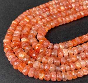 Perles Rondelles de Pierre de Soleil Naturelle de Qualité Exceptionnelle 4mm-10mm, Pierres Précieuses Facettées Rouge Orange Certifiées IGI, Vente en Gros de Bijoux en Vrac - Product Image 4