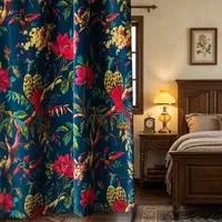 Haute qualité velours rideau tissu luxe Style velours rideaux pour rideau chambre décor fenêtre décor oiseau imprimer pour fenêtre