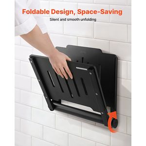 Sedile Doccia Pieghevole da Parete da 45 cm, Panca Ribaltabile in Plastica con Schienale, Attrezzatura di Sicurezza per Bagno e Corridoio - Product Image 5