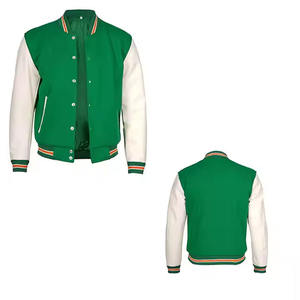 Veste de baseball universitaire pour hommes, veste varsity en cuir pleine fleur personnalisée et tendance, streetwear avec logo en chenille. - Product Image 5
