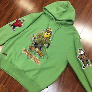 Logotipo personalizado Streetwear Oversized 500gsm Hoodie Letter Patch Work Chenille Bordado Hoodies - Product Image 2