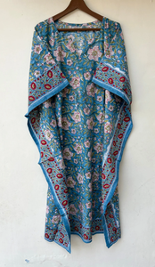 Robe Kaftan sans manches en coton décontractée à imprimé floral tropical numérique Naaz Textile pour femmes, Asie et îles du Pacifique - Product Image 3