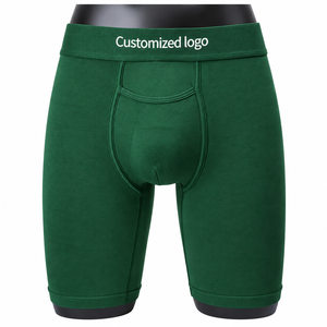 Calzoncillos bóxer azules lisos para hombre, de cintura media, de punto, de algodón y elastano, transpirables, de secado rápido, antibacterianos, con logotipo en la cintura personalizable. - Product Image 5