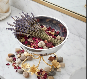 Elegante Tazón de Acero Inoxidable con Base de Flores Doradas, Plato Decorativo Hecho a Mano para Servir, Decoración Moderna para Mesa de Fiesta - Product Image 5