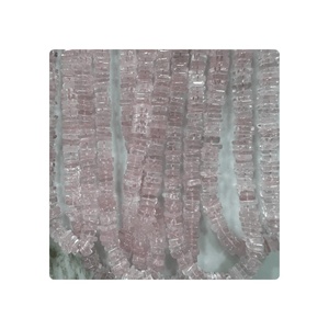 ลูกปัดพลอยควอตซ์สีชมพูธรรมชาติขนาด6-8มม. ทรงสี่เหลี่ยม17นิ้วสำหรับทำเครื่องประดับลูกปัดอัญมณีสีชมพู - Product Image 1