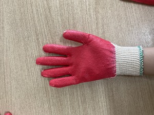 Red Cotton Latex Coated Cut-Resistant <b>Knit</b> <b>Gloves</b> Ambidextrous Pull on Cuff Household Cleaning Protection - Product Image 4