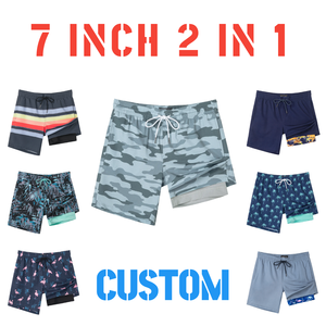 Custom 7 Inch 2-in-1 Mens Running Shorts Eco-Friendly Anti-Wrinkle Breathable Quick-Dry Drawstring Closure Mid Waist for Workout - Product Image 6