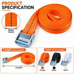 Sangle d'arrimage à boucle à came haute résistance 25 mm, crochet en polyester 250 kg pour transport de marchandises, fournisseur OEM - Product Image 4