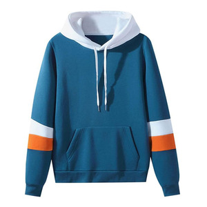 Sweat-shirt à capuche pour homme, coupe classique, en coton uni, avec fermeture éclair quart de tour, motif uni, impression de logo personnalisée. - Product Image 1