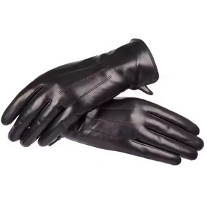 Gants d'hiver en cuir de mouton noir pour femmes, fabriqués au Pakistan, avec doublure en laine, style décontracté quotidien en PU, tendance - Product Image 6