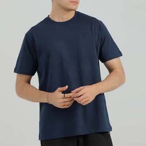 T-shirt à manches courtes pour homme, bleu marine, col rond, coupe ample, jersey 100% coton, imprimé décontracté - Product Image 1